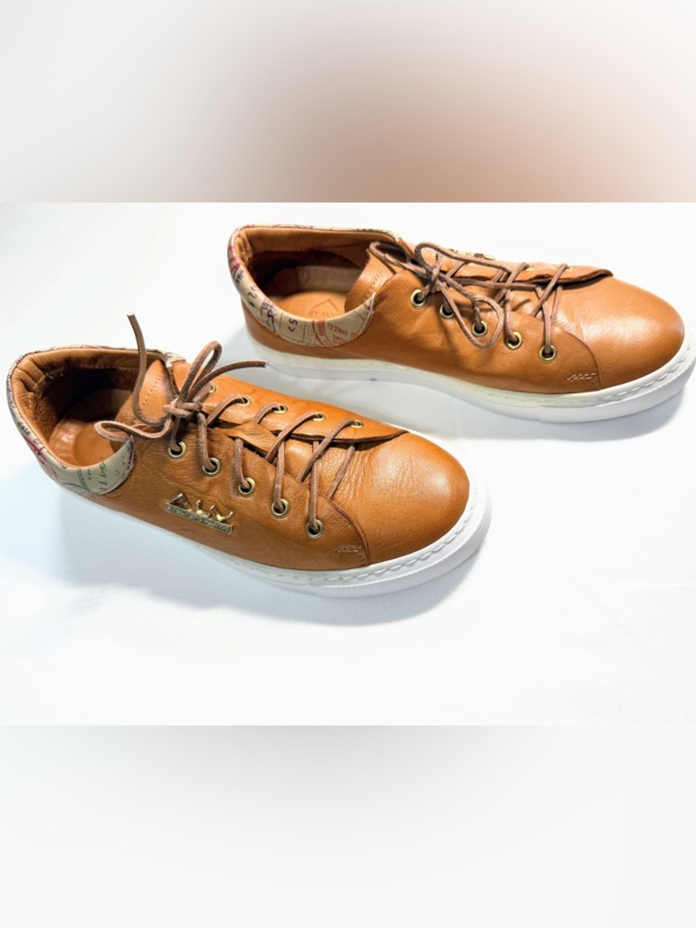 Alviero Martini 1A Classe Leather Sneakers Map Print EU 36